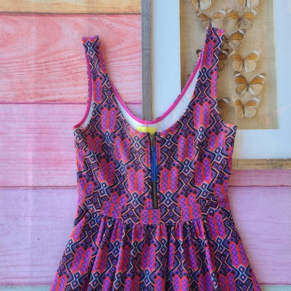 Anthropologie Maeve Colorful Amapolka Printed A-line Pleated Pocket Mini Dress 8 - Picture 3 of 7